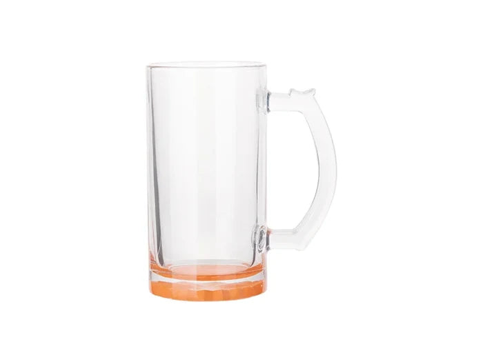 16oz Sublimation Clear Glass Beer Mug (Orange Bottom)