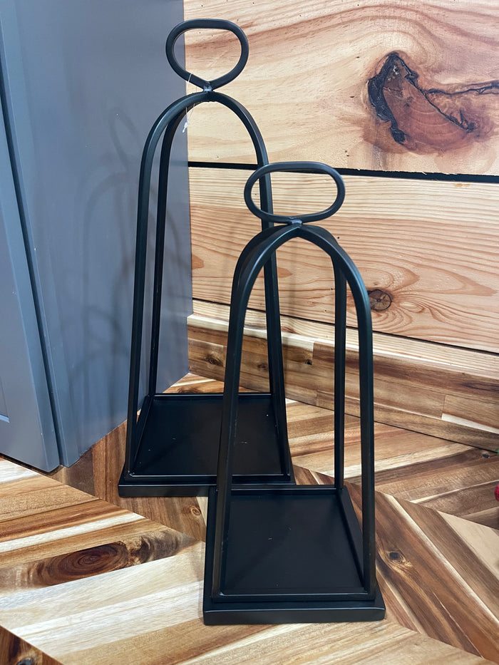 Black Metal Open Lantern Set