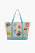 America & Beyond - Mahjong Harbor Fully Hand-Beaded Large Boat Tote by America & Beyond
