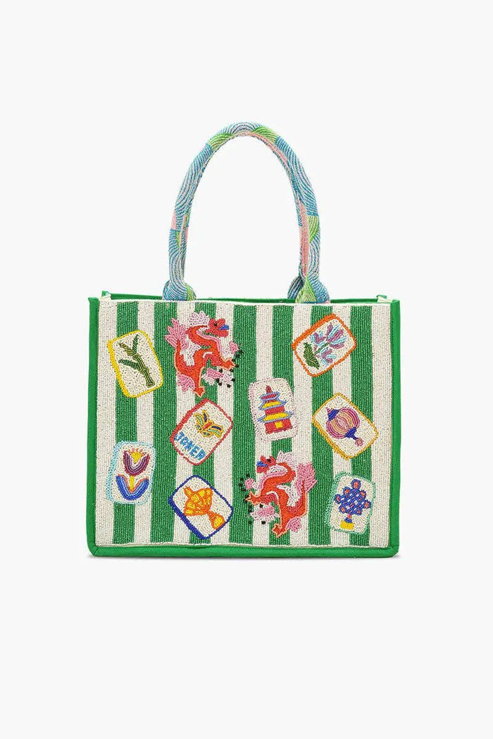 America & Beyond - Mahjong Muse Hand-Beaded Large Book Tote by America & Beyond