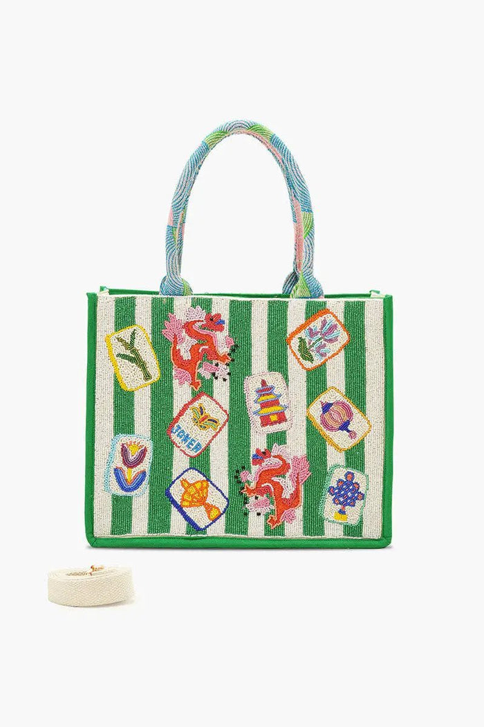 America & Beyond - Mahjong Muse Hand-Beaded Large Book Tote by America & Beyond