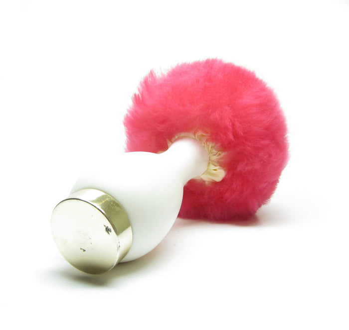 Vintage Avon Fluff Puff with bright pink powder pouf