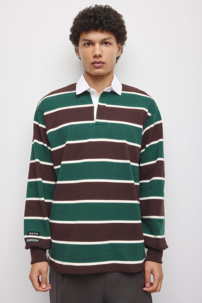 Barbarian Rugby in Brown/Bottle Green/Ivory