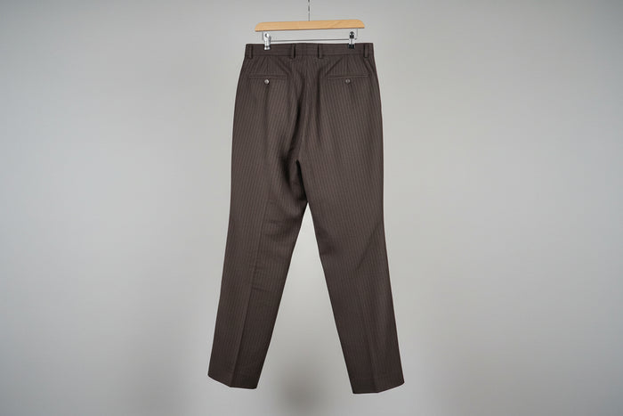 BNWT Pierre Cardin Brown Trousers Pinstriped RRP £80 40 Regular Size