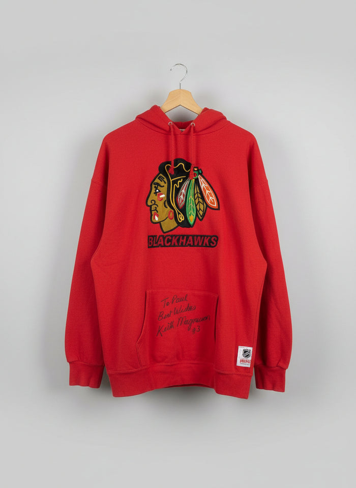 Chicago Blackhawks NHL Signed Hoodie -  Keith Magnuson - XL - Ice Hockey Team Merchandise