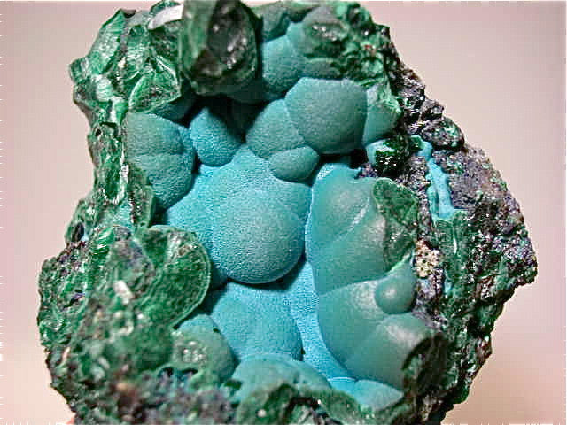 Chrysocolla and Malachite, Lubumbashi, Zaire Small cabinet 4 x 4.5 x 5.5 cm $25. Online July 10.  SOLD.