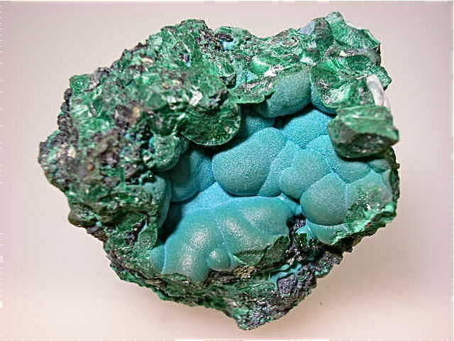 Chrysocolla and Malachite, Lubumbashi, Zaire Small cabinet 4 x 4.5 x 5.5 cm $25. Online July 10.  SOLD.