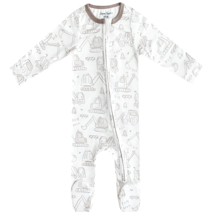 Copper Pearl Zip Up Footie - Gage