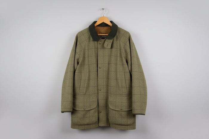 CORDINGS OF PICADILLY LONDON - Men's Green Tweed Wool Coat Size Large/52" - Stain