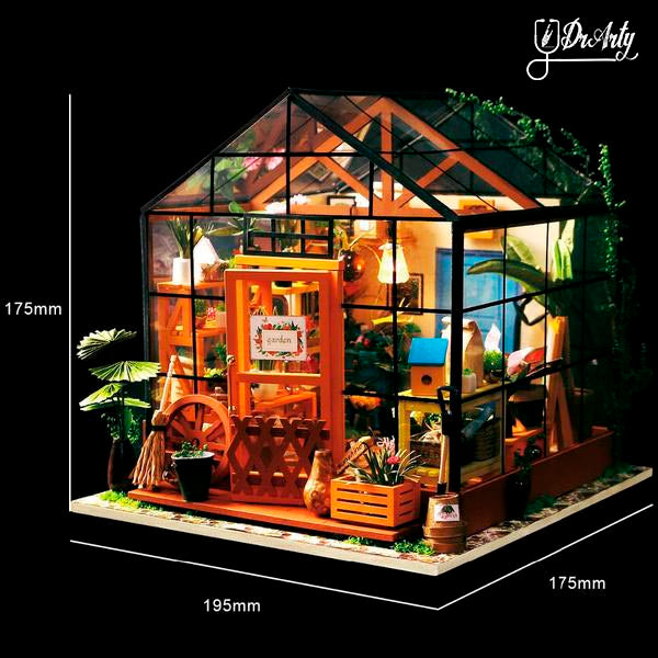 DIY Miniature Green House & Study Room Fully Furnished Set