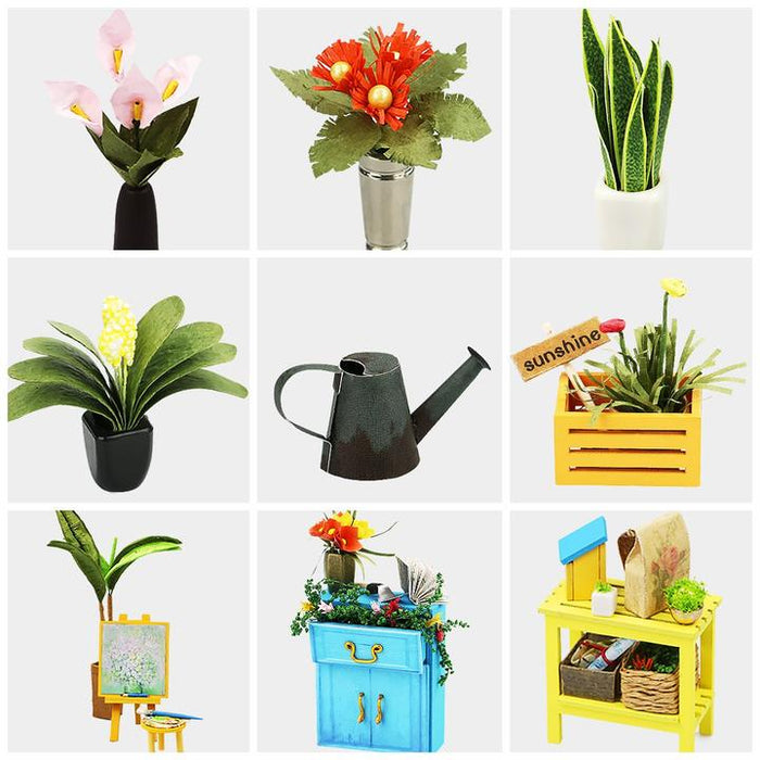DIY Miniature Green House & Study Room Fully Furnished Set