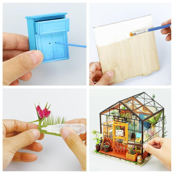 DIY Miniature Green House & Study Room Fully Furnished Set