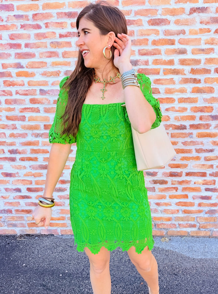 Emery Puff Sleeve Lace Dress