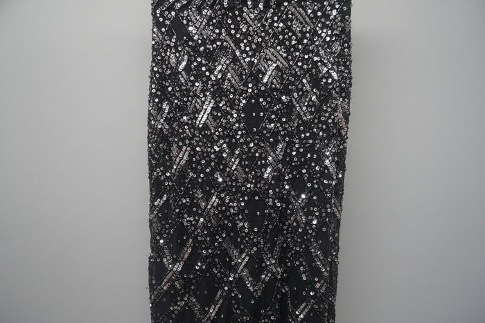 Frank Lyman (6) Black Beaded Dress UK 10 EU 38 Sequin Party