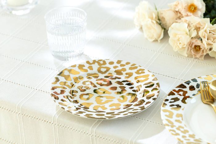 Gold Leopard 8" Fine Porcelain Dessert Plate