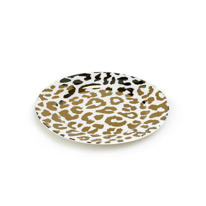 Gold Leopard 8" Fine Porcelain Dessert Plate