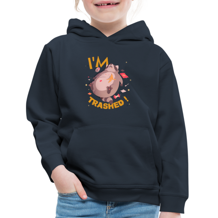 I'm Trashed Funny Raccoon Kids‘ Premium Hoodie - navy