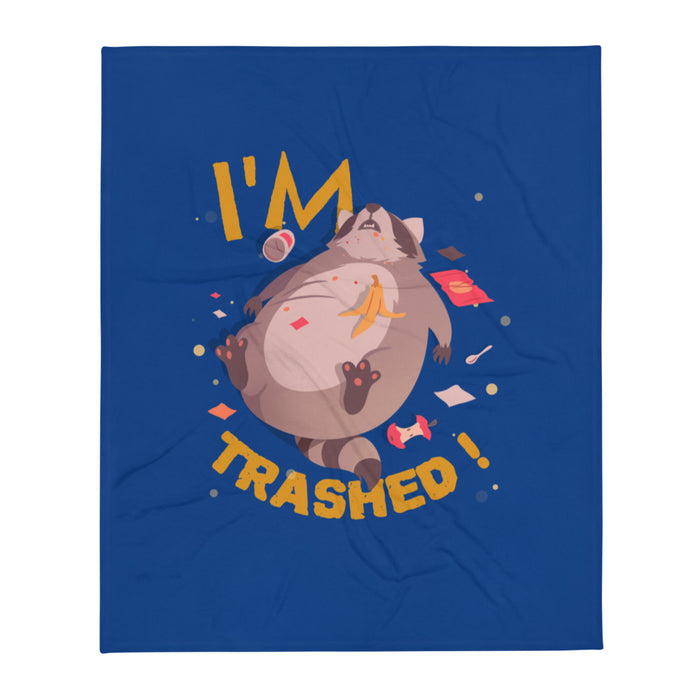 I'm Trashed Funny Raccoon Throw Blanket