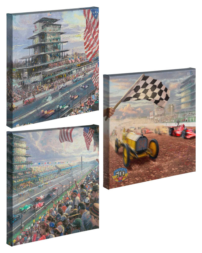 Indy 500 (Set of 3) - 14 x 14 Gallery Wrapped Canvas - 14" x 14" Gallery Wrapped Canvas - ArtOfEntertainment.com