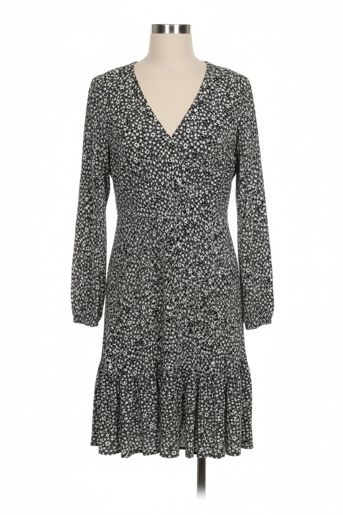 JIGSAW Dress Knee Length Black and White Floral Print UK 14 (USED)