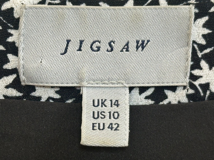JIGSAW Dress Knee Length Black and White Floral Print UK 14 (USED)