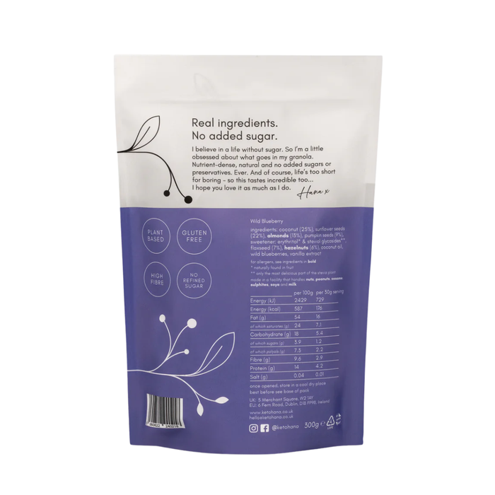 Keto Hana Keto Friendly Granola Wild Blueberry 300g