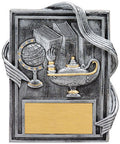 Lamp Of Knowledge Plaque Silver/Gold, 6 inch
