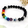 Lava Rock Hamsa Hand Evil Eye Bracelet