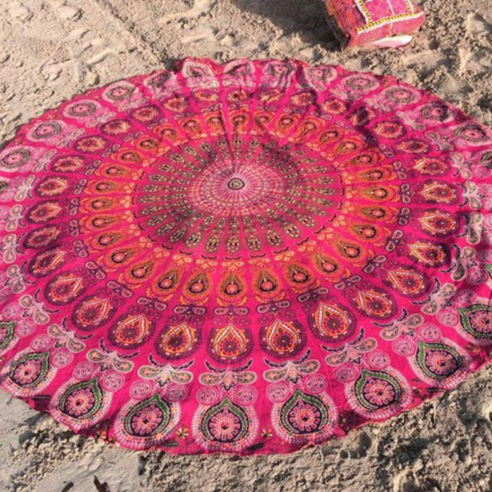 Mandala Red Round Beach Blanket