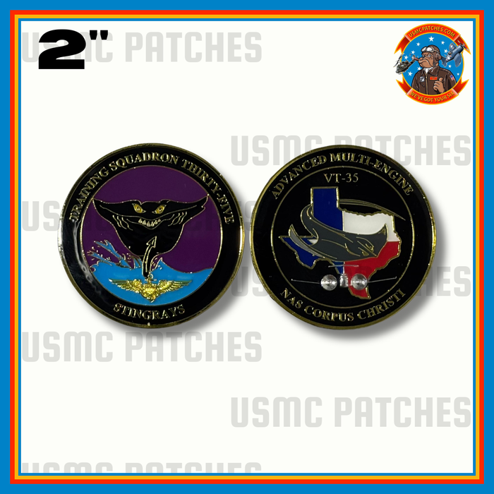 Officially Licensed US Navy VT-35 Stingrays Squadron Coin with T-54 (Silver Aircraft)