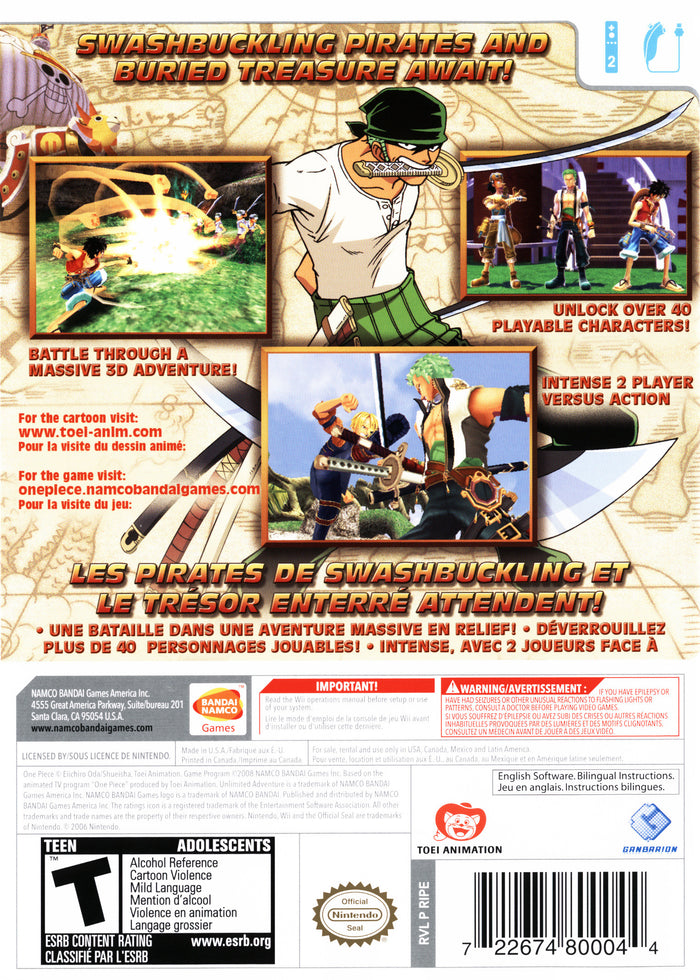 One Piece Unlimited Adventure Wii - Video Game - Used - CaveGamers - Image 2