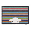 Overhead image of a Peep Stripe Herdy washable doormat from Hug Rug