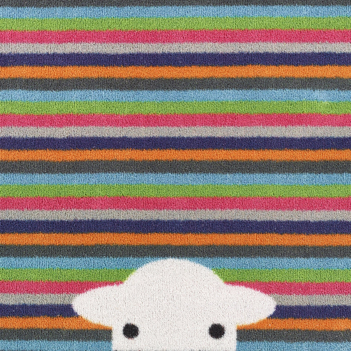Close up image of the pattern on a Peep Stripe Herdy washable doormat from Hug Rug