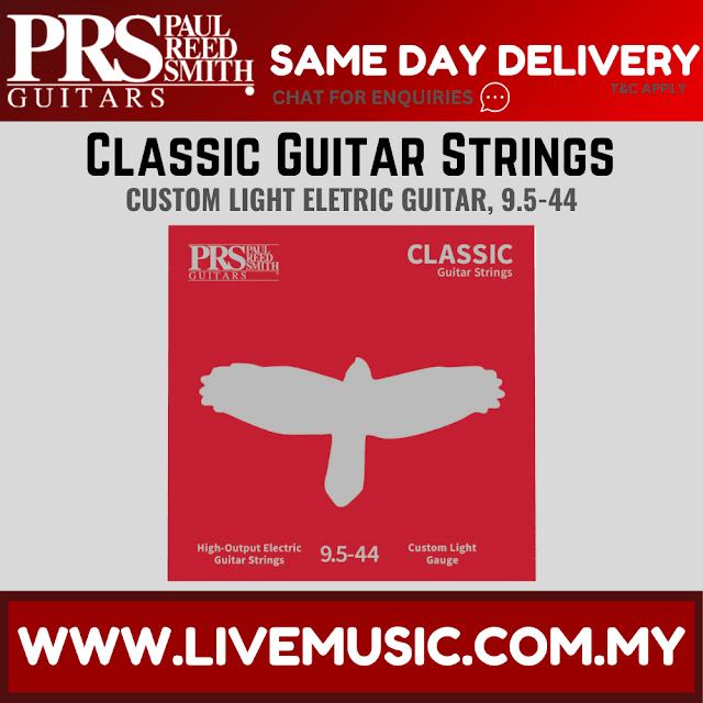 PRS Classic electric guitar strings, custom light gauge 9.5–44, retail package