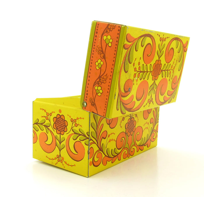 Vintage retro Avon metal recipe box