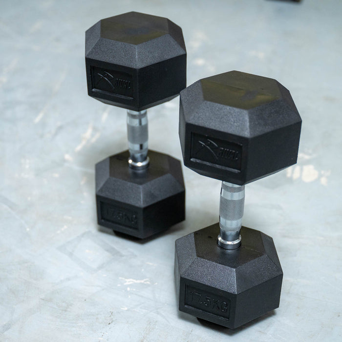 Rival Rubber Hex Dumbbell 17.5kg Pair