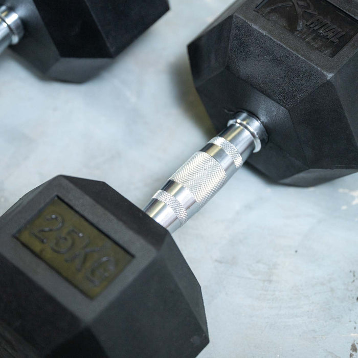 Rival Rubber Hex Dumbbell 25kg Pair