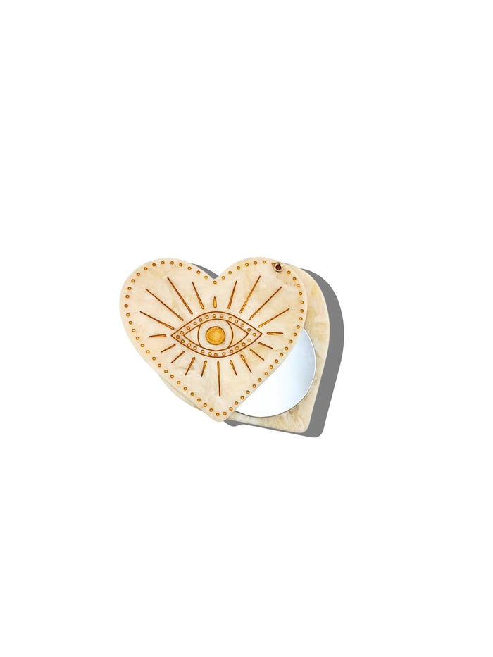 Solar Eclipse - Hand-painted Celestial Heart Compact Mirror | Eco-Friendly by Solar Eclipse