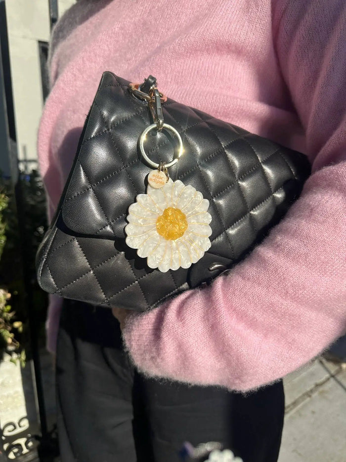 Solar Eclipse - Hand-painted Daisy Bag Charm & Keychain | Eco-Friendly by Solar Eclipse