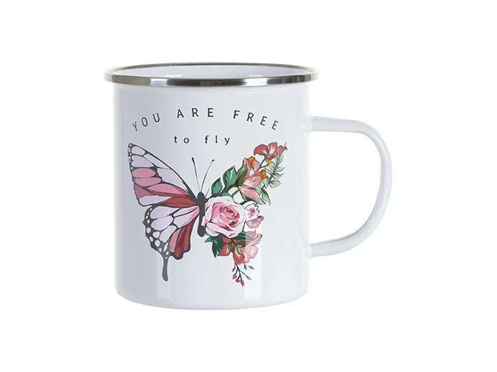 Sublimation Blanks 17oz/500ml Enamel Cup w/ Flat Bottom(White)