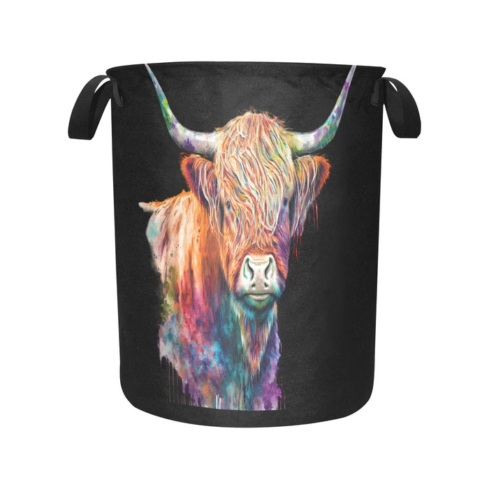 Watercolor Highland Cow Laundry Basket