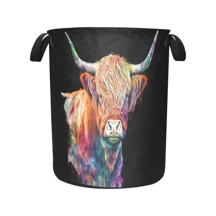 Watercolor Highland Cow Laundry Basket