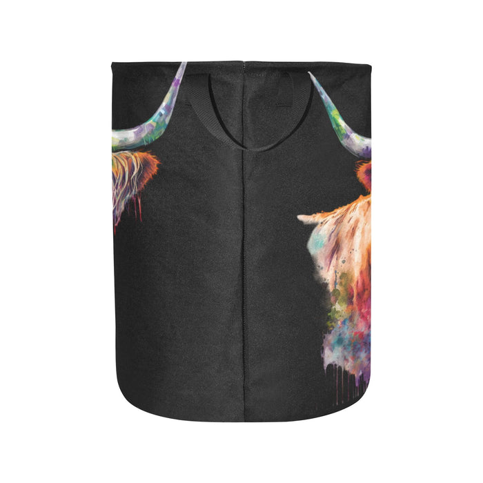Watercolor Highland Cow Laundry Basket