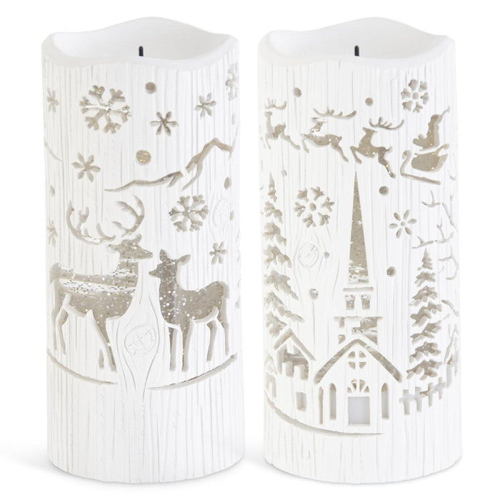 White Swirling Glitter Candle